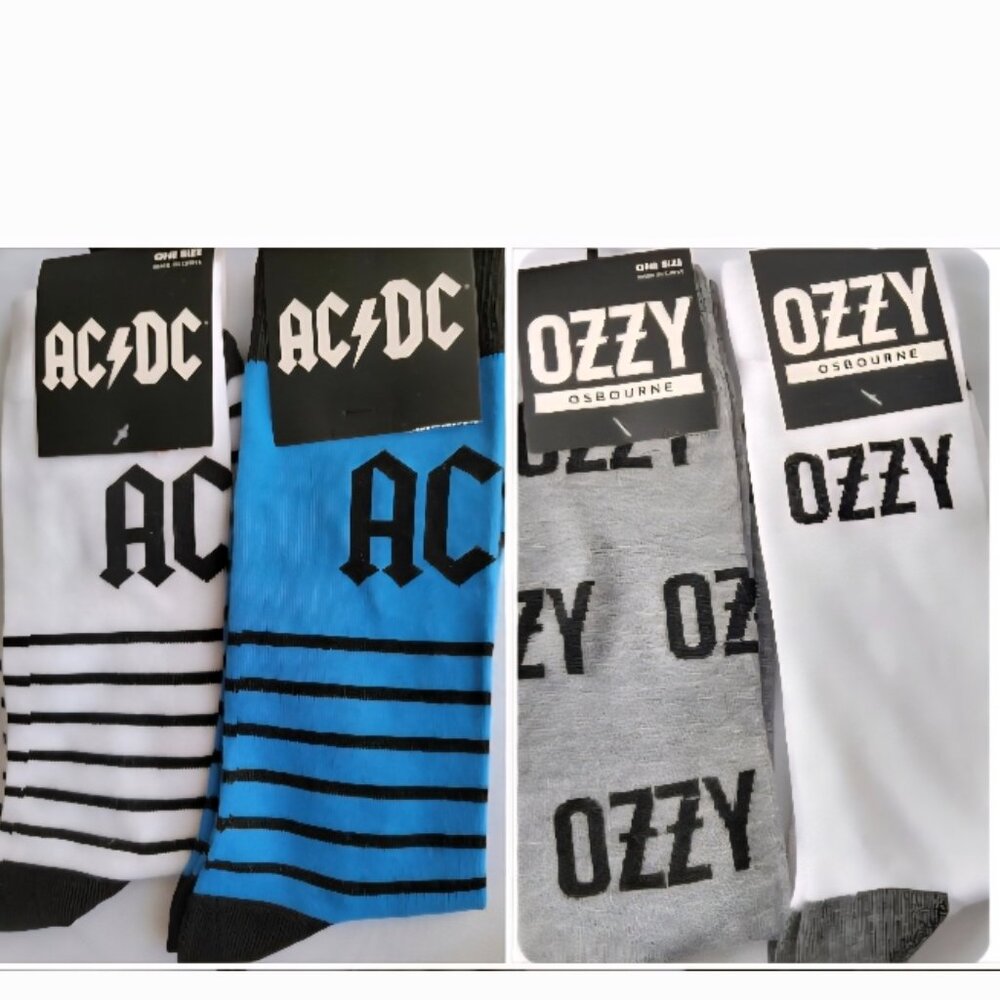 Four Pair Classic Rock Legends Socks Ozzy Osborne / AC/DC